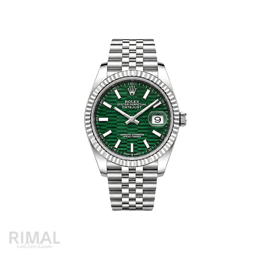 Rolex Datejust Mint Green Waffle Dial Silver Watch - image 1
