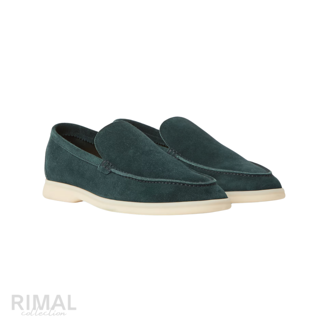 Loro Piana Summer Walk Suede Loafers – Dark Green - View 4