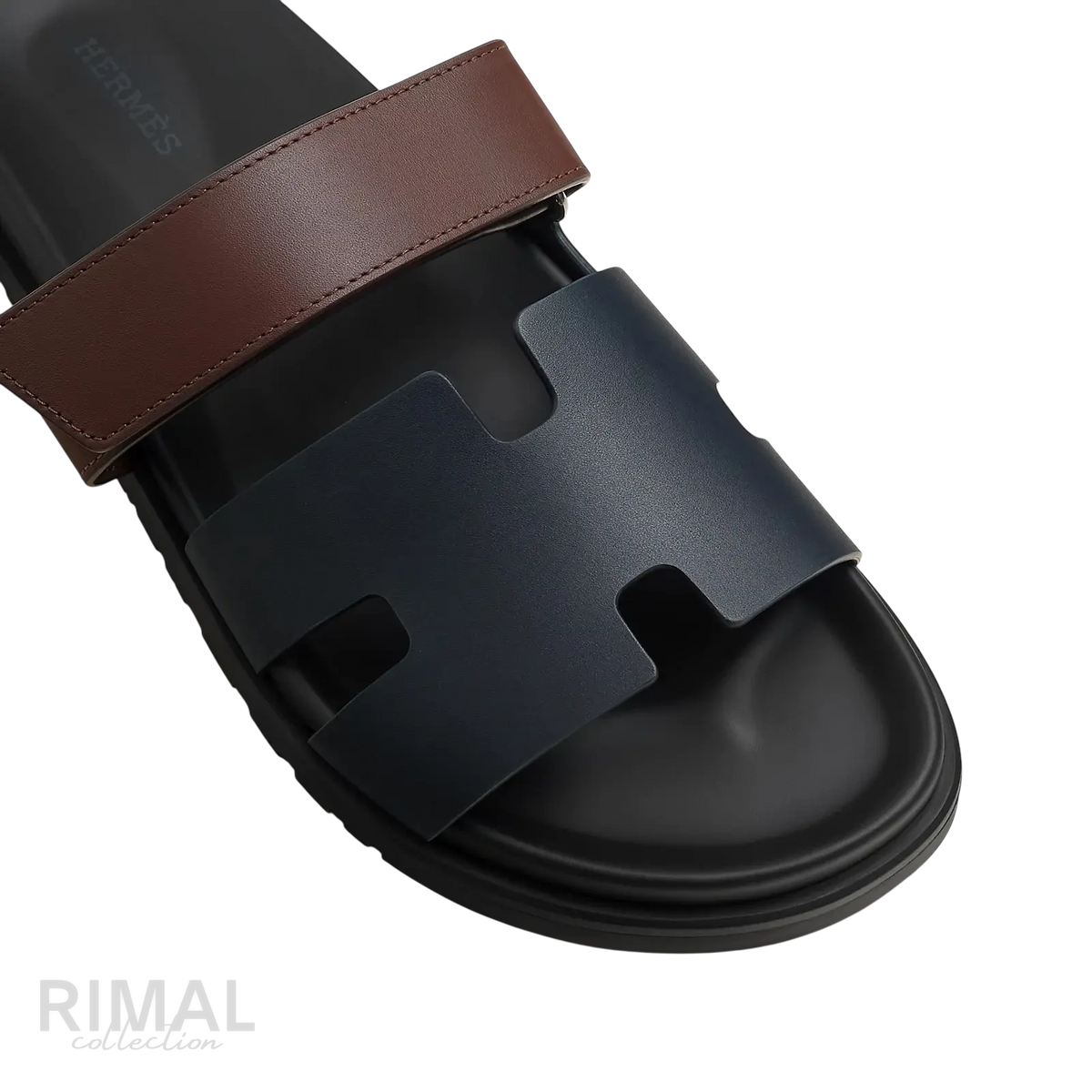 Hermès Chypre Sandals – Marine / Marron Palissandre - View 2