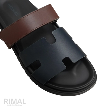 Hermès Chypre Sandals – Marine / Marron Palissandre - View 2