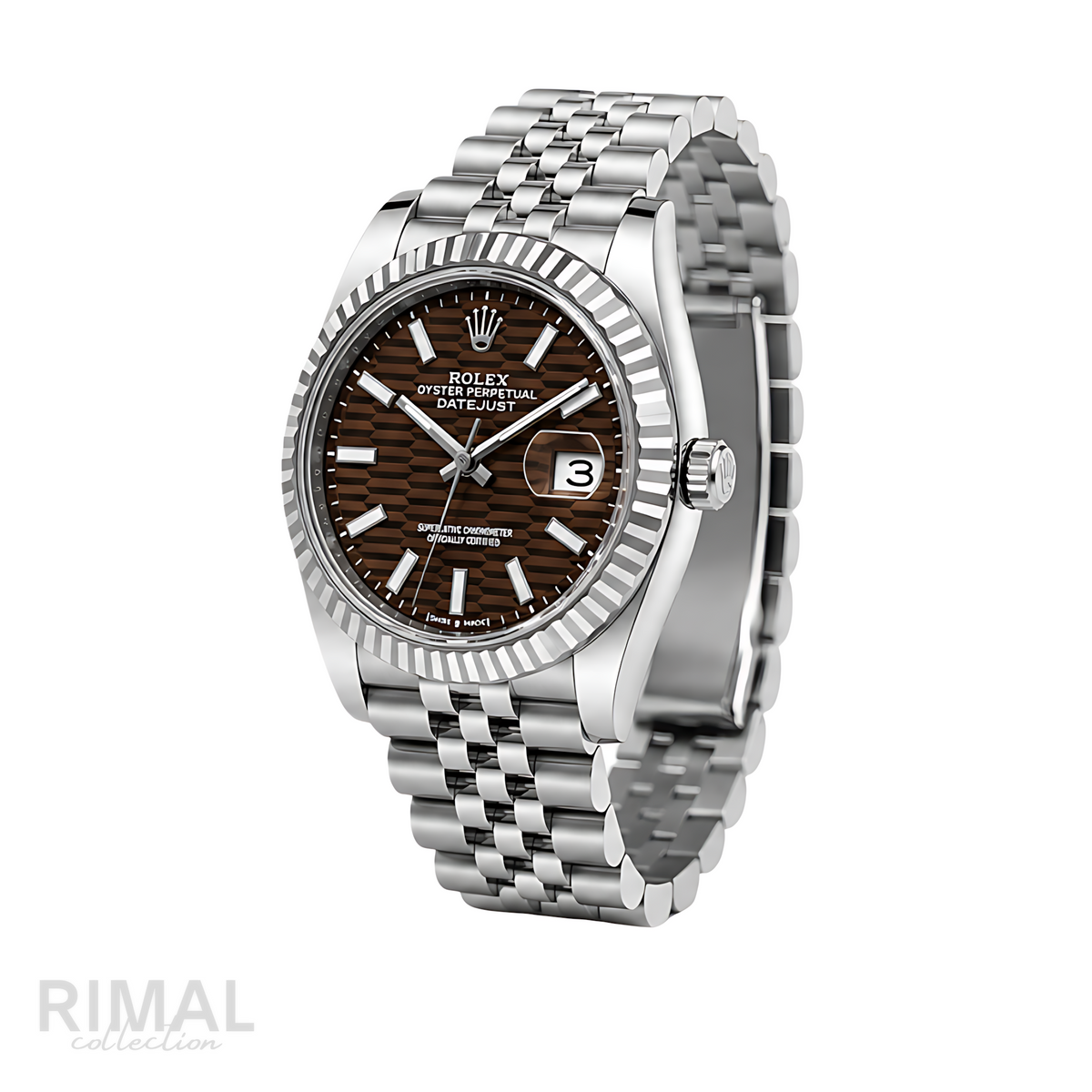 Rolex Datejust Brown Waffle Dial Silver Watch - image 3
