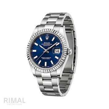 Rolex Datejust Blue Dial Fluted Bezel Silver Watch - image 2