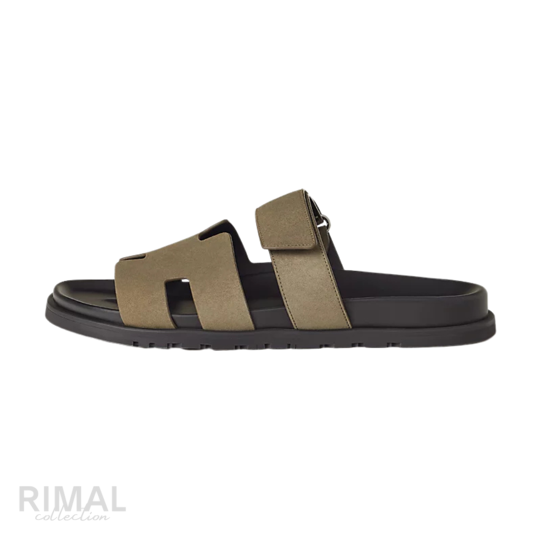 Hermès | Chypre Sandals Vert Toundra - View 1
