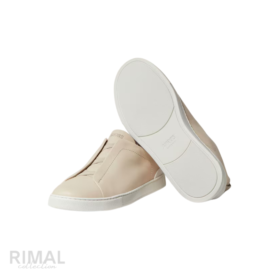 Zegna Triple Stitch SECONDSKIN Sneakers – Light Beige - View 3