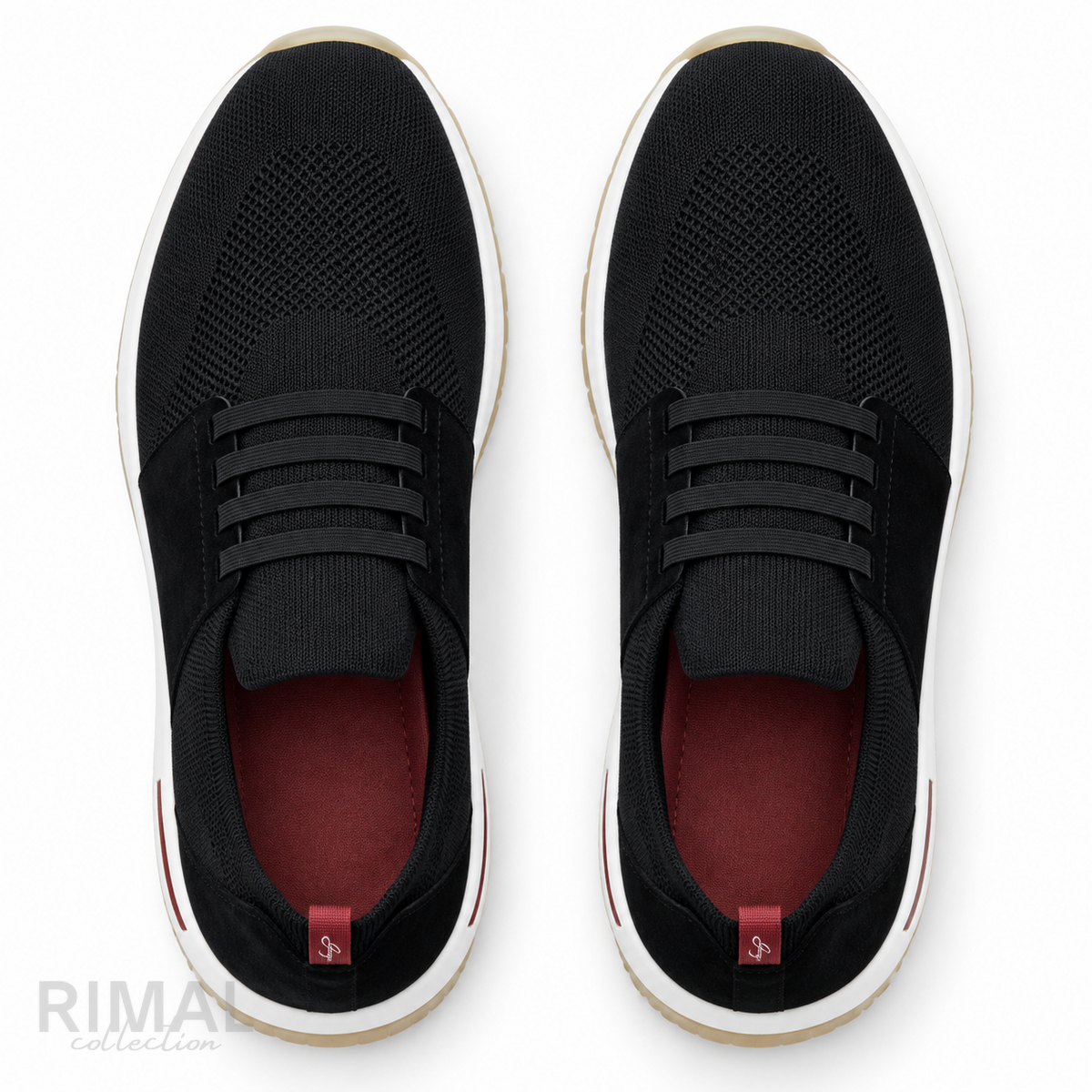Men’s Black Knit Elastic-Strap Sneakers - View 3