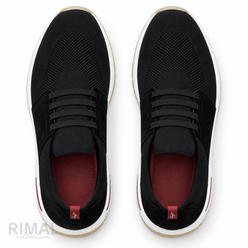 Men’s Black Knit Elastic-Strap Sneakers - View 3