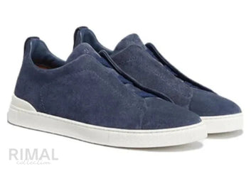 Zegna Triple Stitch Blue Sneaker | Men
