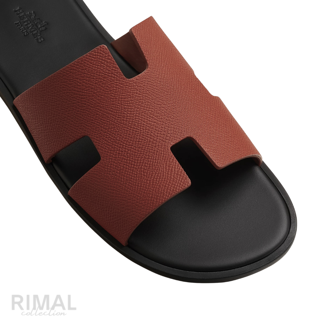 HERMÈS Izmir Leather Sandals - Brique Red Rouge H Men s Luxury Slides