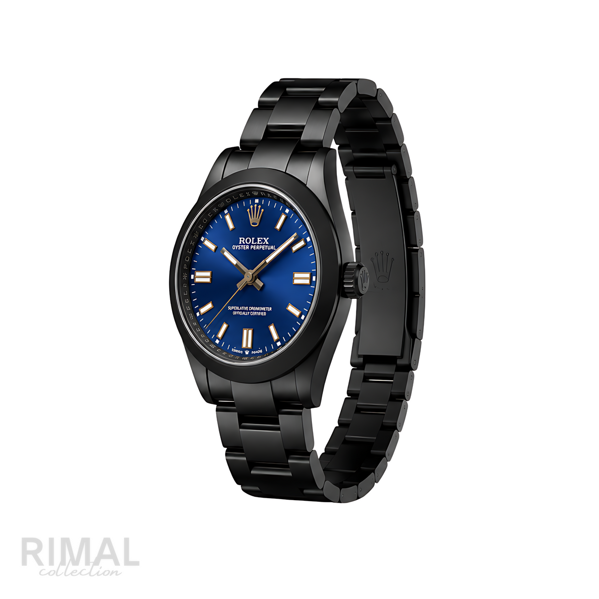 Rolex Oyster Perpetual Blue Dial Matte Black Watch - image 3