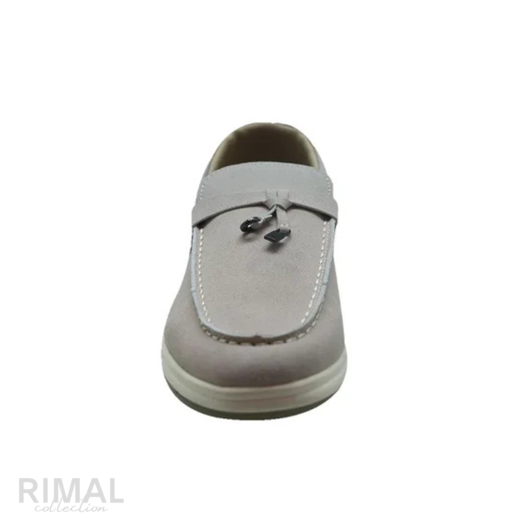Loro Piana Summer Walk Suede Loafers – Light Grey - View 2