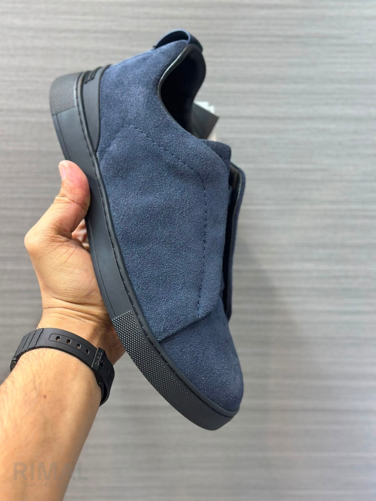 Zegna Triple Stitch Sneakers – Full Navy Suede - View 5