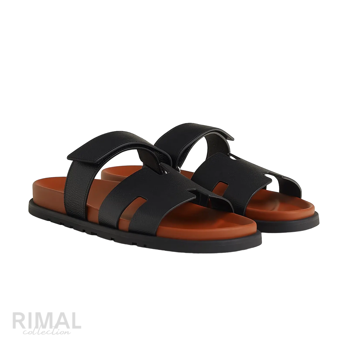 Hermès Chypre Sandals – Noir / Naturel - View 1