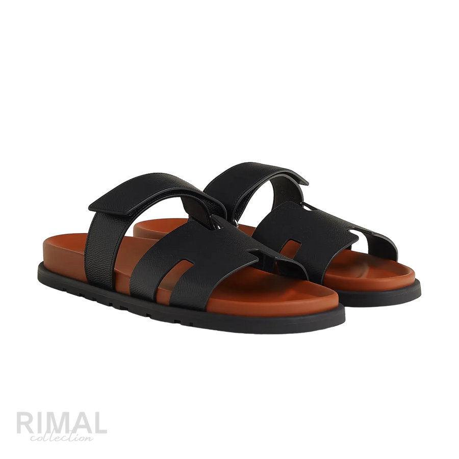 Hermès Chypre Sandals – Noir / Naturel