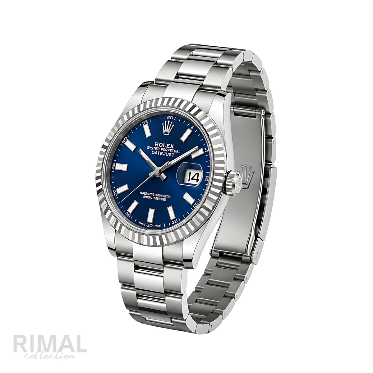 Rolex Datejust Blue Dial Fluted Bezel Silver Watch - image 3