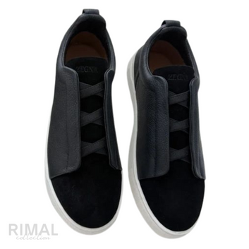 Zegna Triple Stitch Sneaker – Black Leather & Suede – View 2