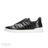 Zegna Sneakers | Triple Stitch Crocodile Black