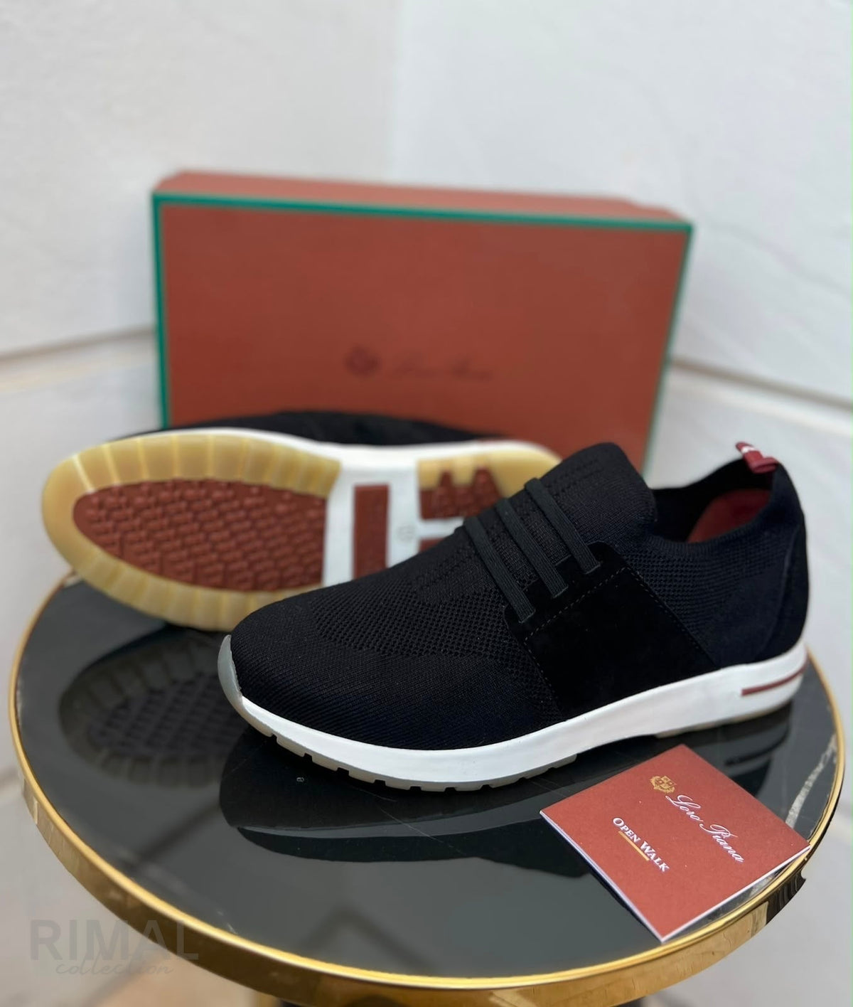 Men’s Black Knit Elastic-Strap Sneakers - View 4