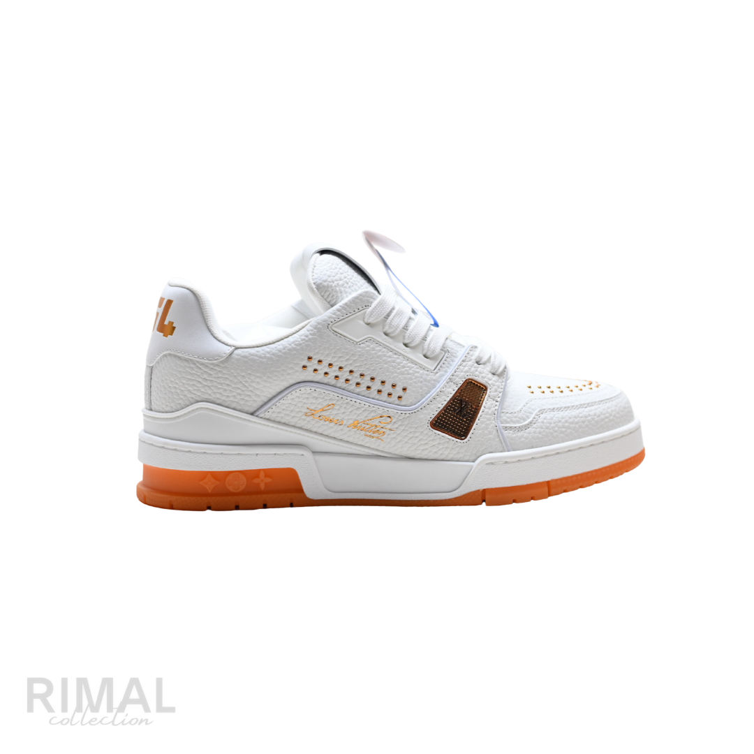 Louis Vuitton LV Trainer Sneaker – White & Orange - View 1