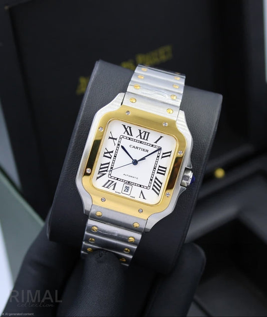 Cartier | Santos de Cartier Skeleton Lacquered Bridges Watch – Green – Product Image 1