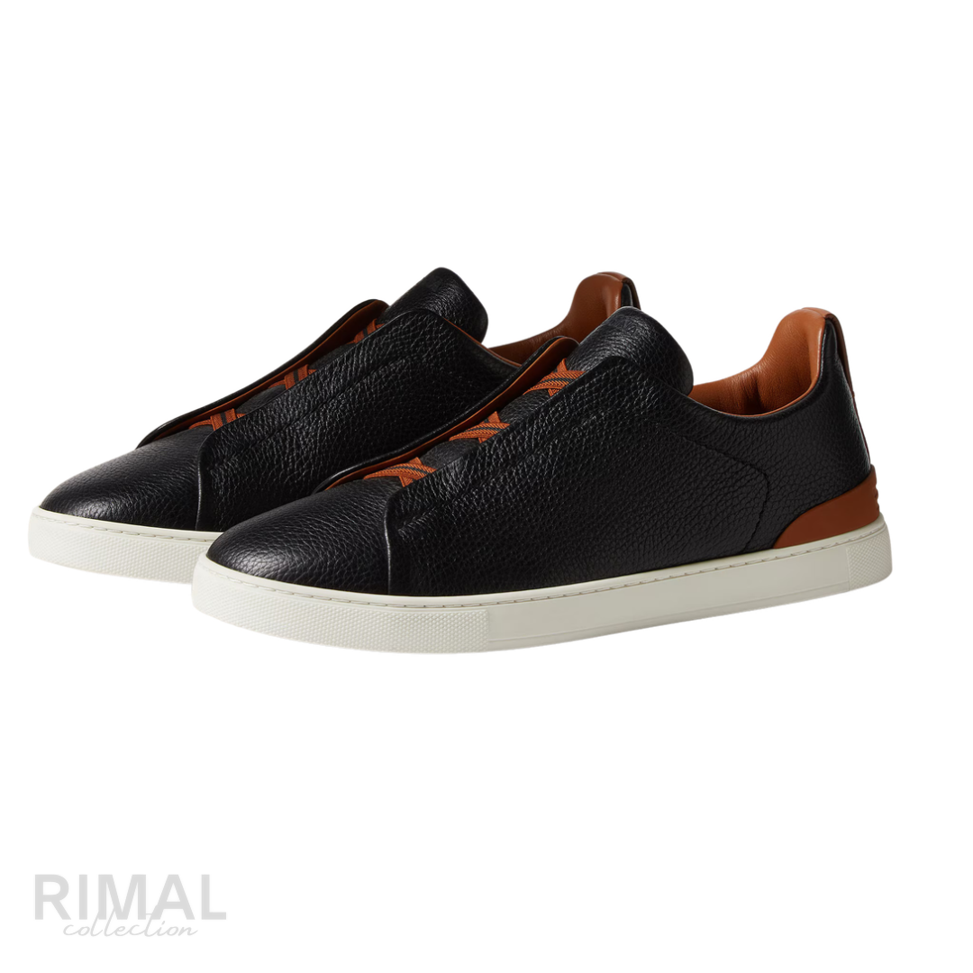 Zegna Triple Stitch Sneaker – Black Deerskin – View 1