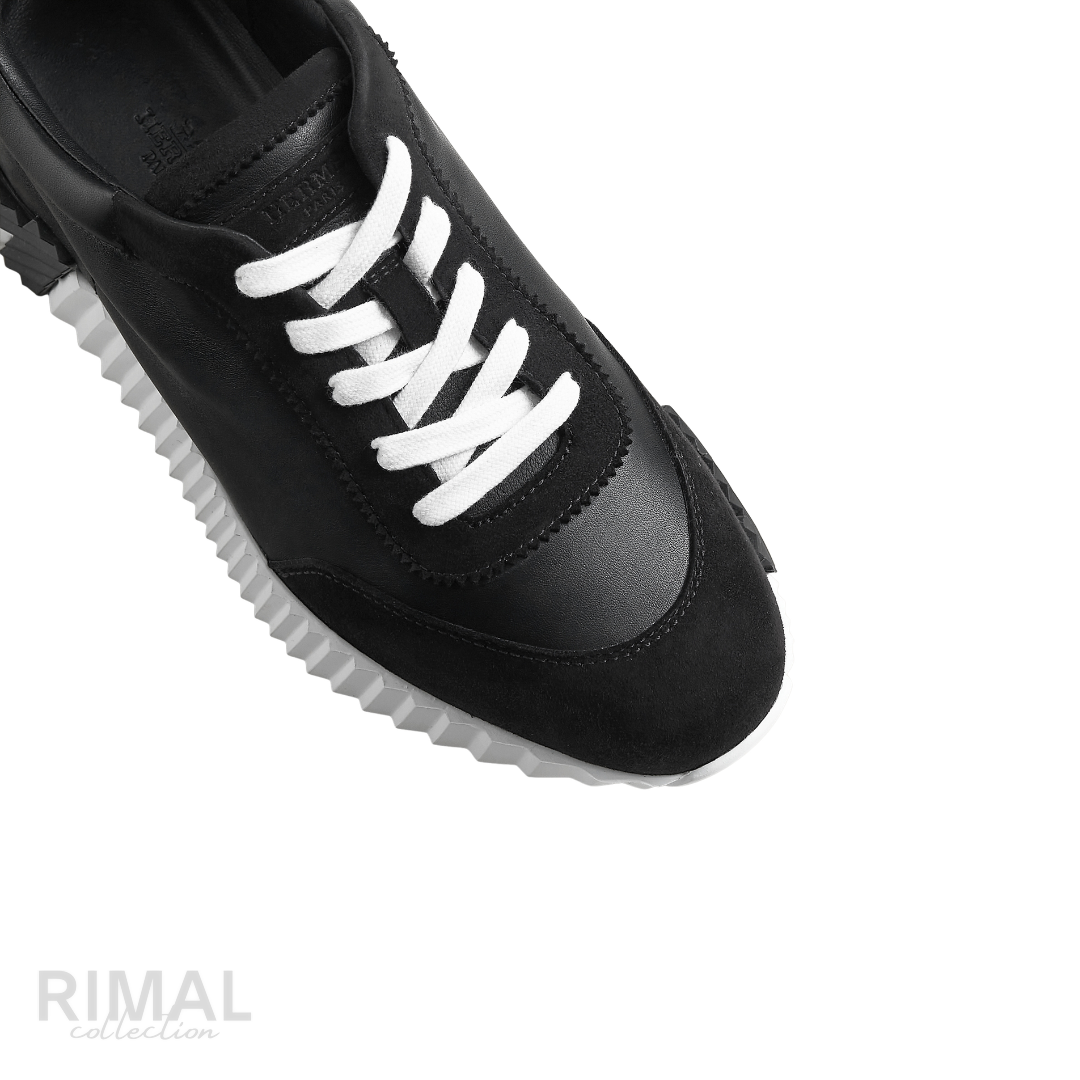 Hermès Bouncing Sneaker – Black Leather & Suede – View 9