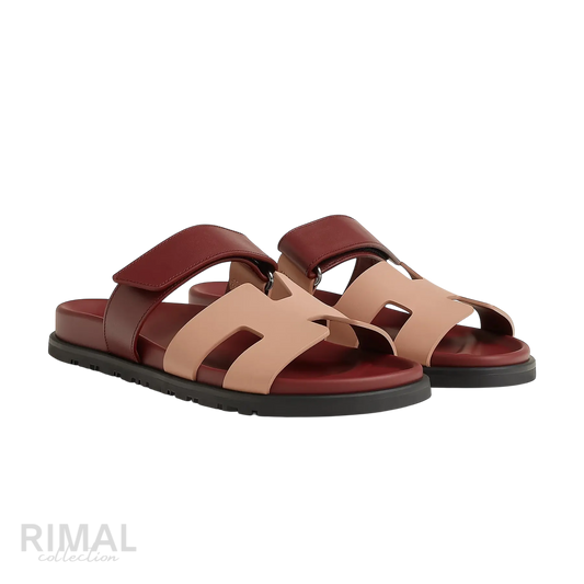 Hermès Chypre Sandals – Beige Perlino / Rouge H - View 1
