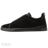 Zegna Sneakers | Triple Stitch Black Velvet