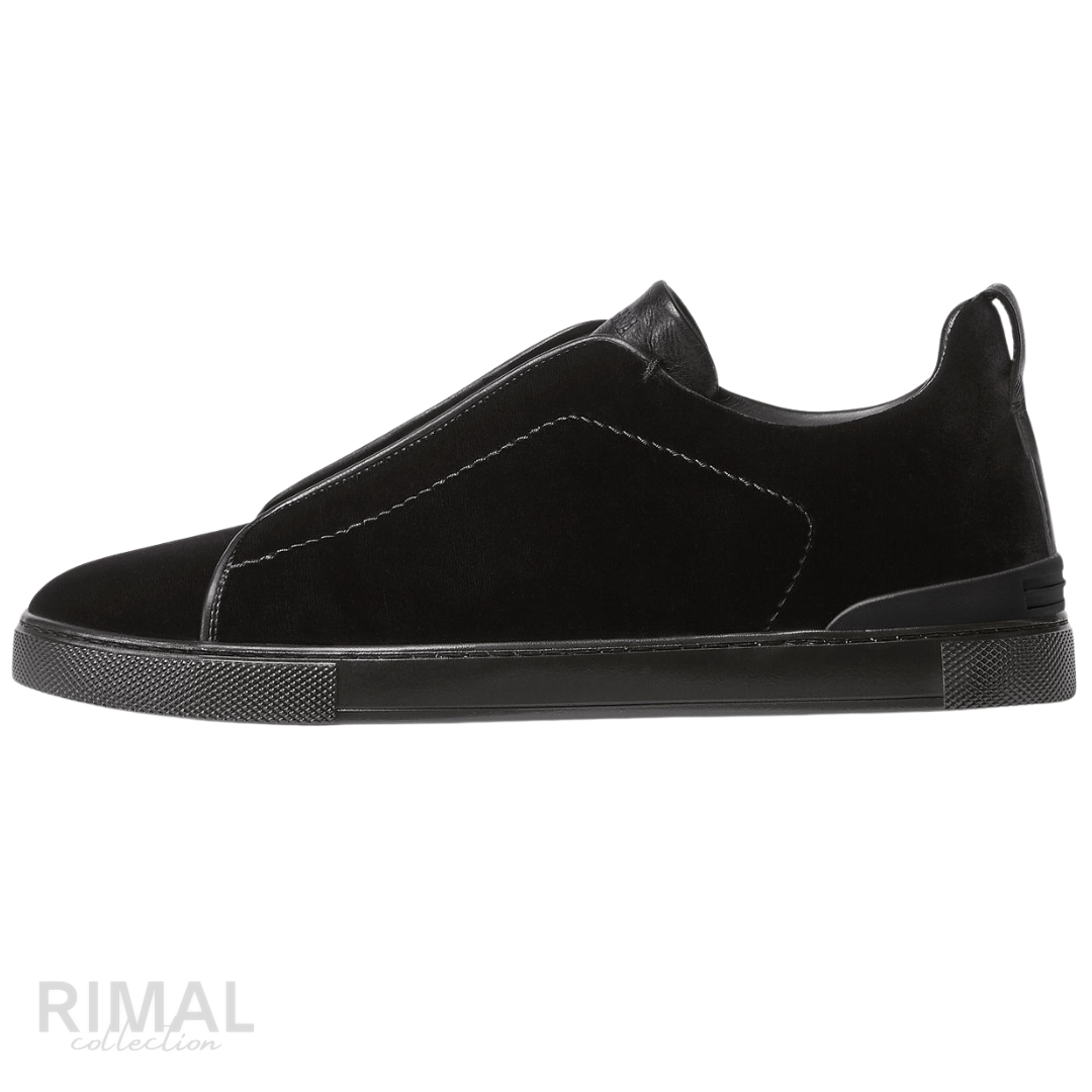 Zegna Triple Stitch Sneaker – Black Velvet – View 1
