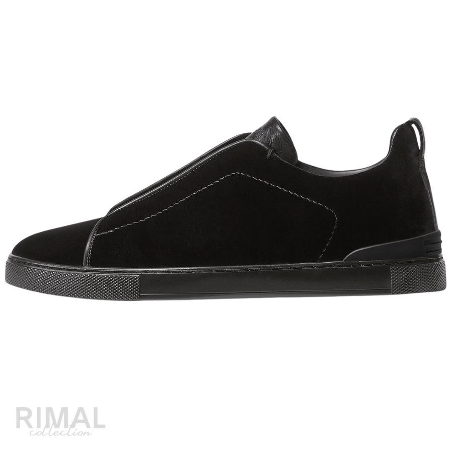 Zegna Sneakers | Triple Stitch Black Velvet
