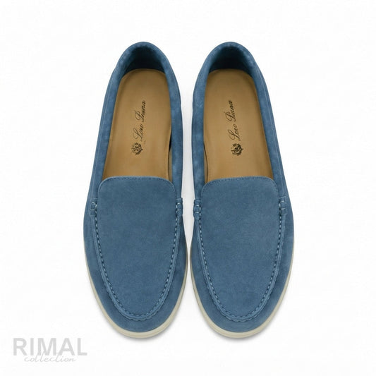 Loro Piana Summer Walk Suede Loafers – Light Blue - View 1