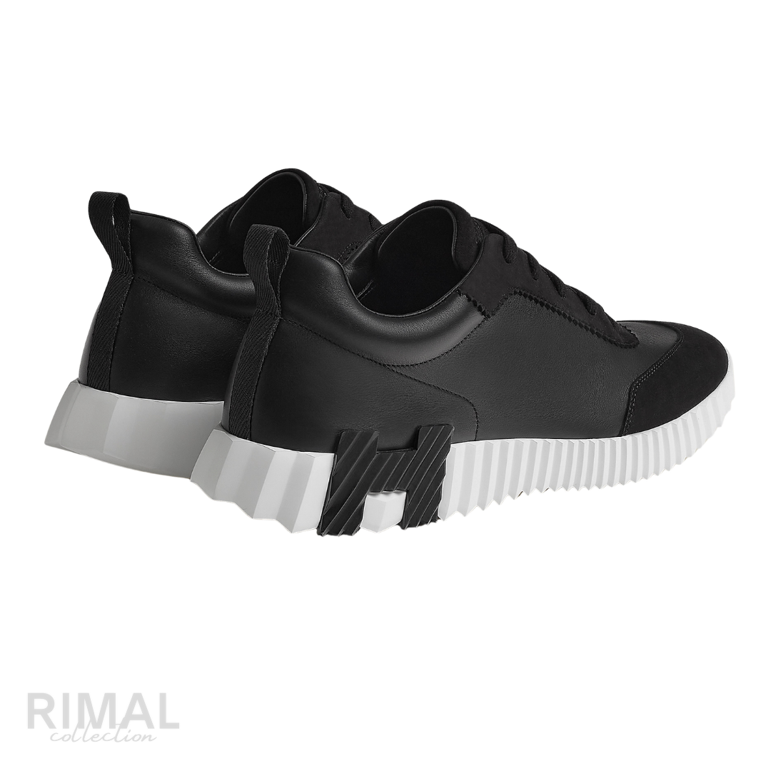 HERMÈS Bouncing Sneaker Noir Black Leather Suede White Sole