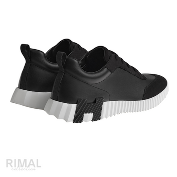 HERMÈS Bouncing Sneaker Noir Black Leather Suede White Sole