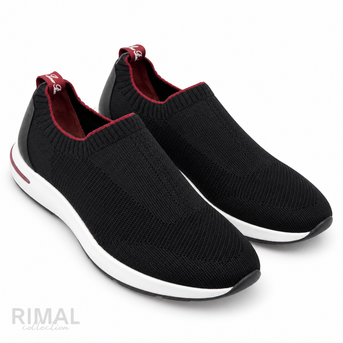 Loro Piana Knit Slip-On Sneakers – Black - View 1