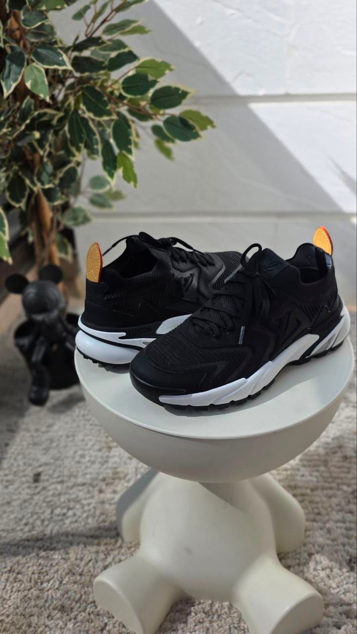 Louis Vuitton LV Tatic Knit Sneakers – Black & White - View 5