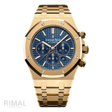 Audemars Piguet Royal Oak Selfwinding Chronograph Yellow Gold Blue Dial Watch - 18kt 41mm