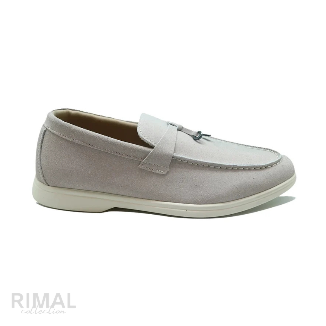 Loro Piana Summer Walk Suede Loafers – Light Grey - View 1