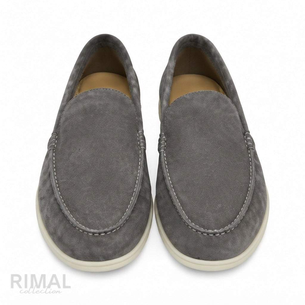 Loro Piana Summer Walk Suede Loafers – Soft Grey - View 3