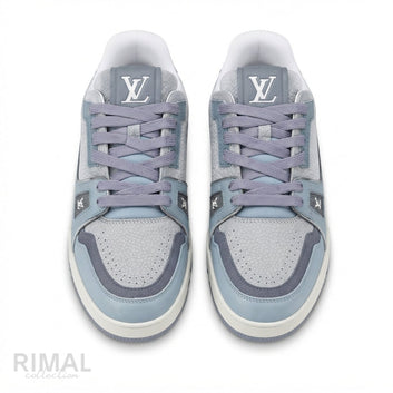Louis Vuitton LV Trainer Sneakers – Light Blue & Grey Leather - View 1