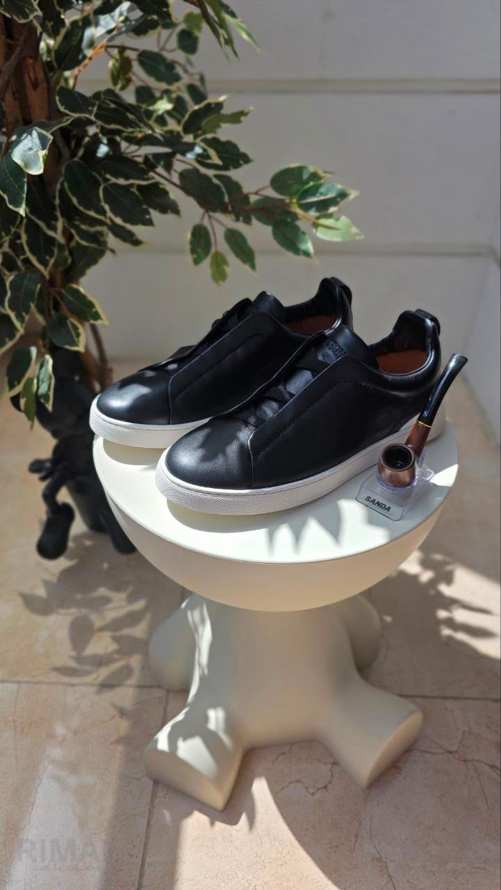 Zegna | Black Triple Stitch Secondskin Sneakers - View 5