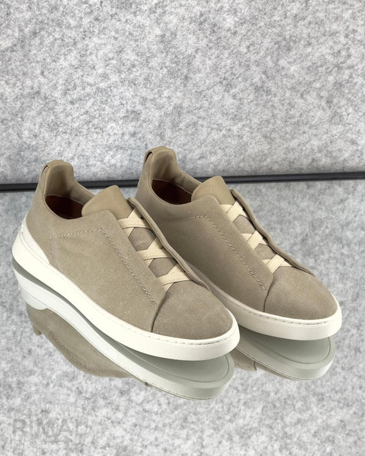 Zegna Brown Suede Slip-On Sneakers