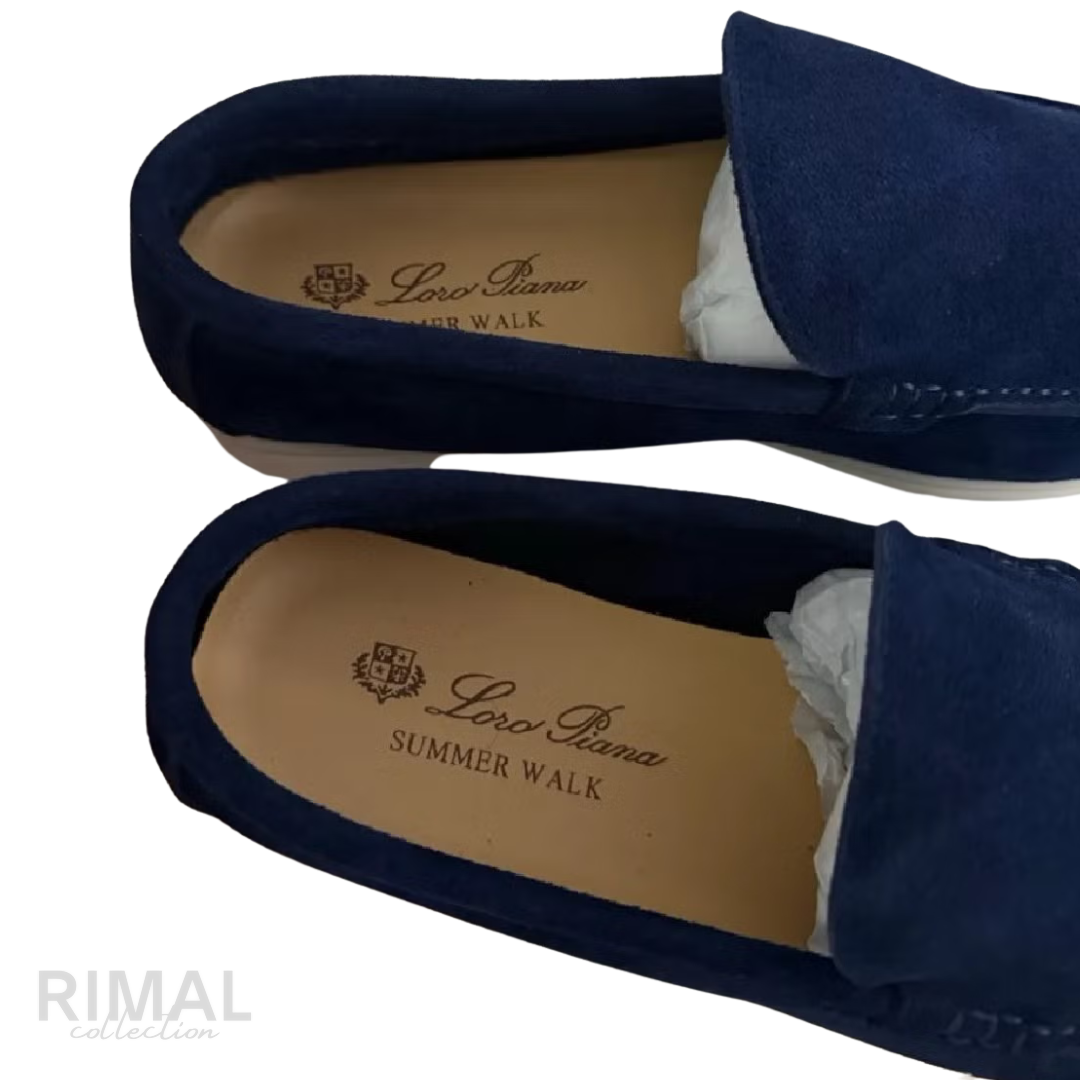 Loro Piana Summer Walk Suede Loafers – Navy Blue - View 3