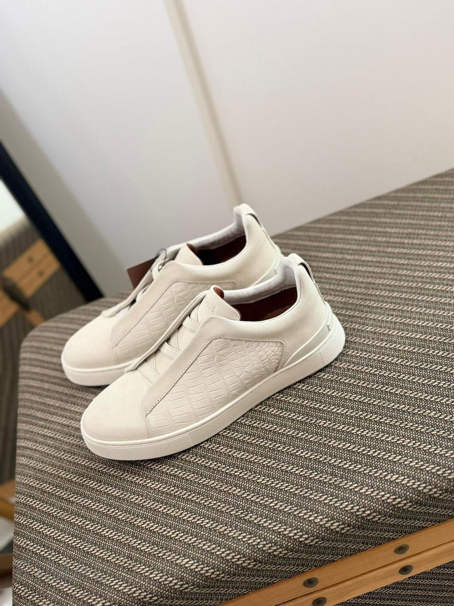 Zegna Footwear | Triple Stitch Crocodile White
