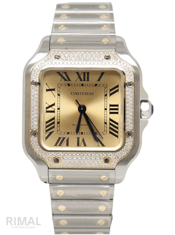 Cartier Santos de Cartier Two-Tone Yellow Dial Watch