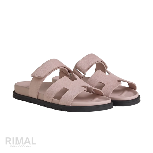 Hermès Chypre Sandals – Pink Suede - View 1