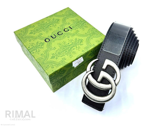 Gucci | Interlocking G Belt – Black / Gunmetal – Product Image 1
