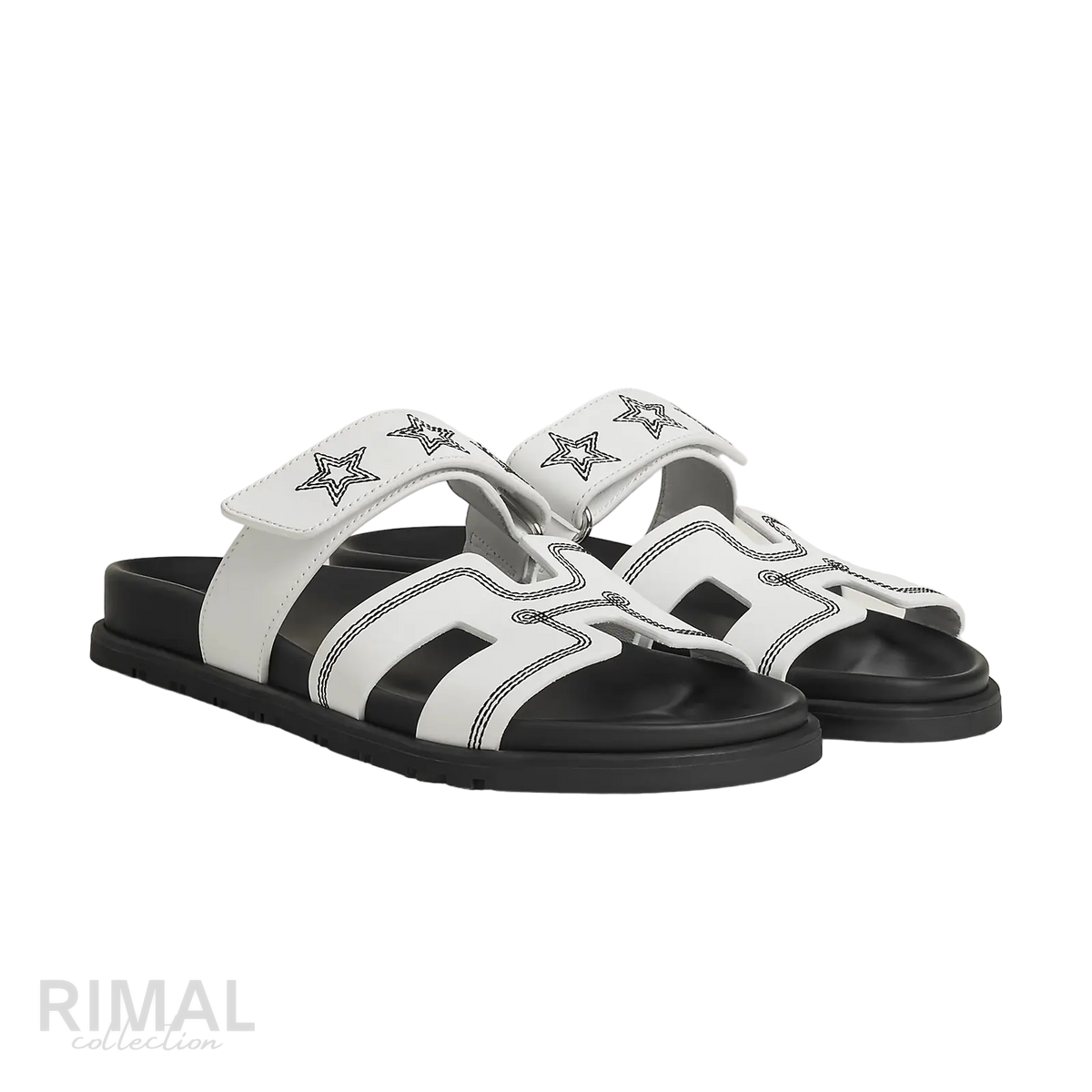 Hermès Chypre Sandals – Blanc Star Print - View 1