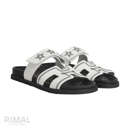 Hermès Chypre Sandals – Blanc Star Print - View 1
