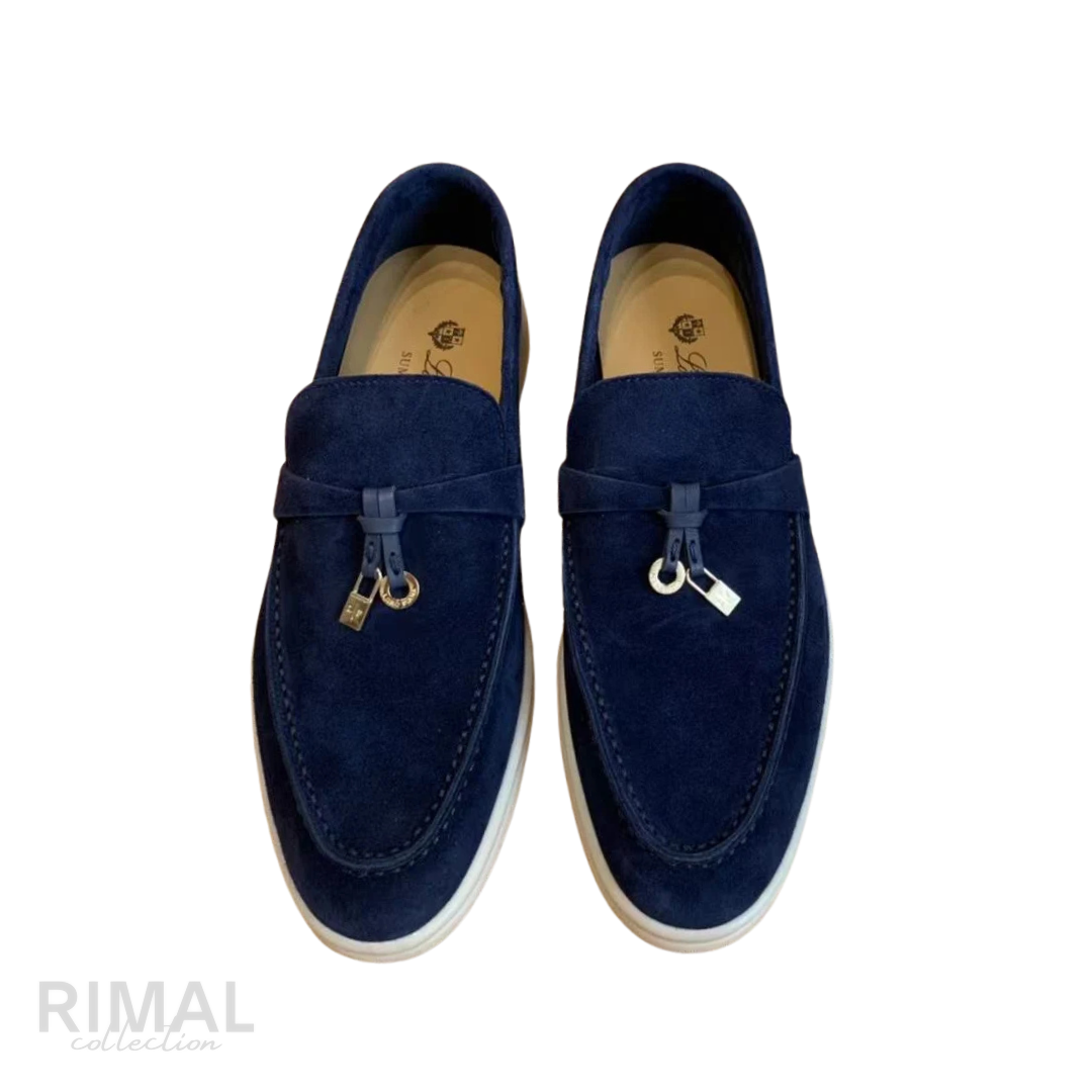 Loro Piana Summer Walk Suede Loafers – Navy Blue - View 4