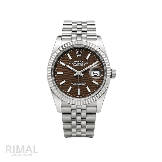 Rolex Datejust Brown Dial Fluted Bezel Silver Watch - image 1