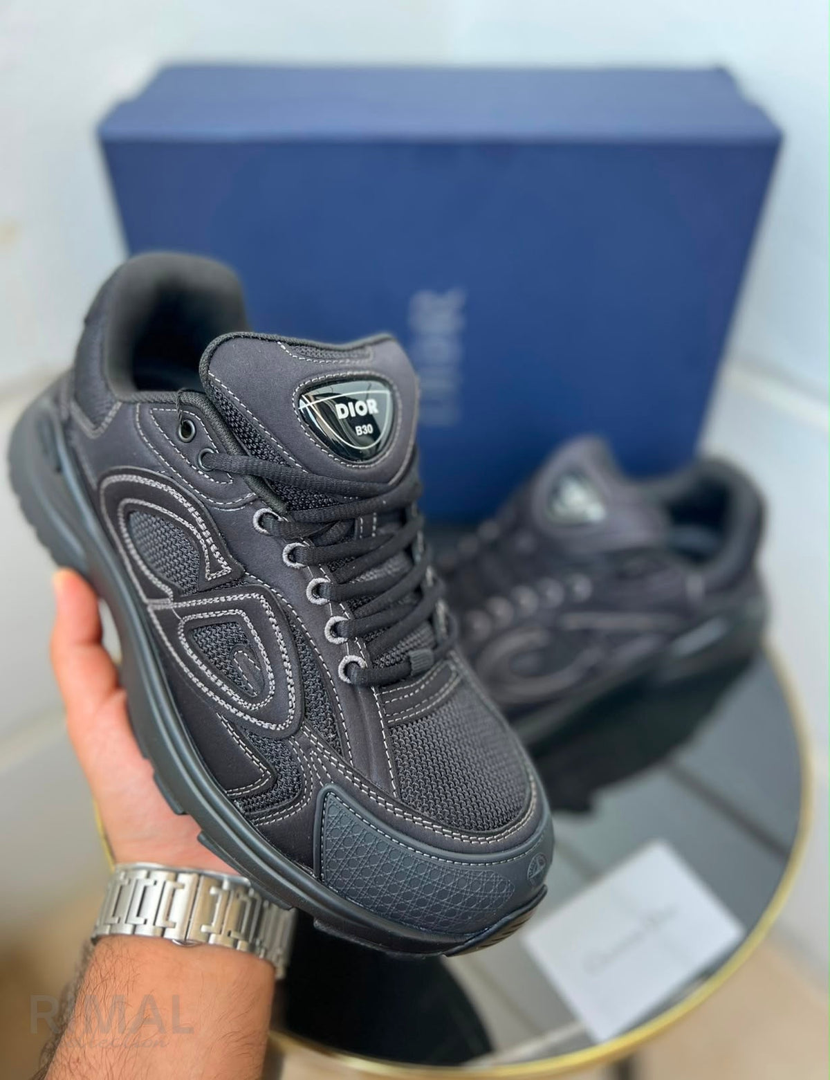 Dior x Stone Island B30 Sneaker – Triple Black – View 6